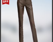 Women Leather Pant Genuine Soft Lambskin Sheep Leather Party Pants Real Leather Handmade Casual Bikers Skinny Ladies Pants Trouser WP46