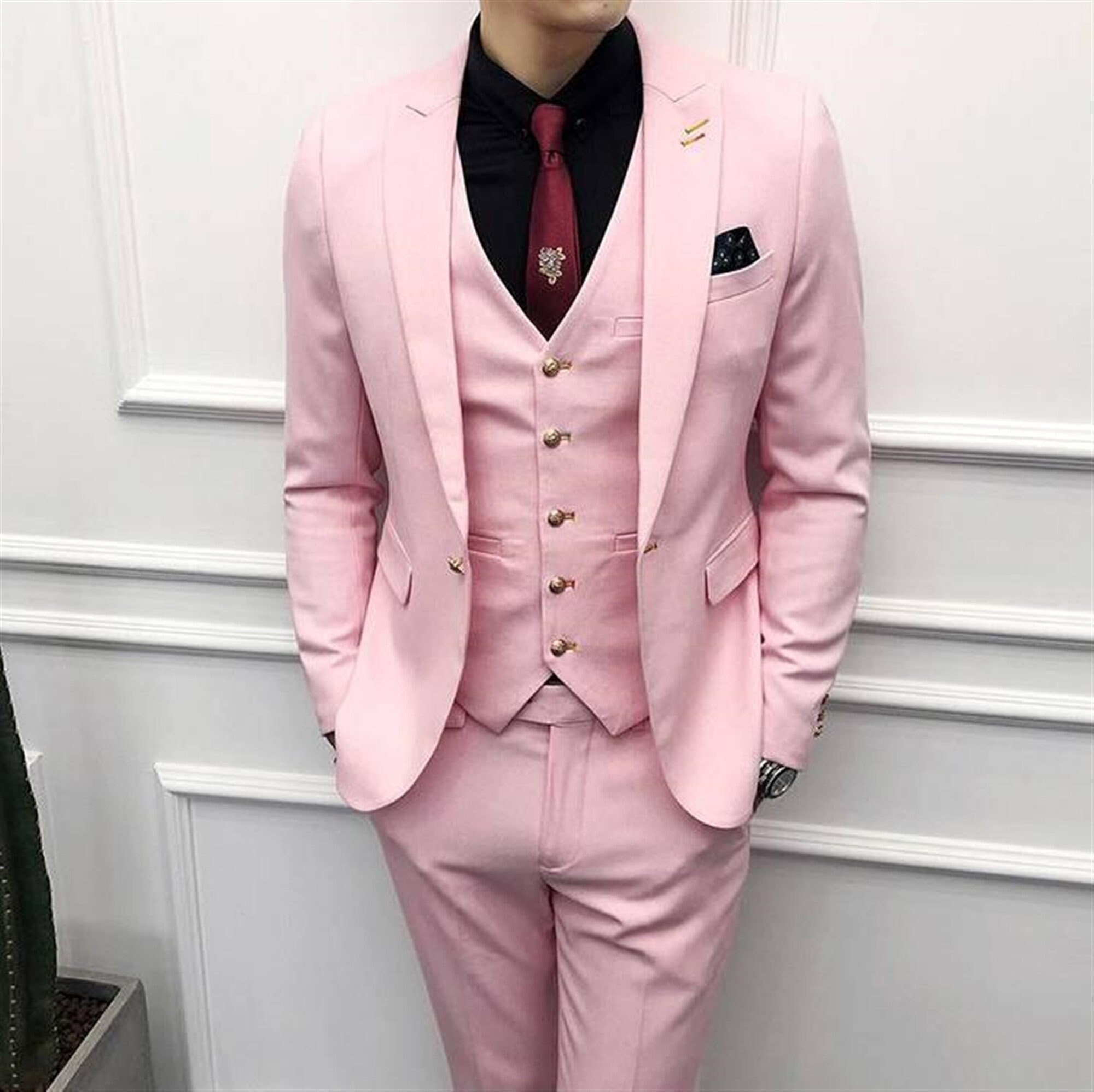 Men Suits Pink Wedding Groom Wear Suits 3 Piece Suit Formal - Etsy Canada