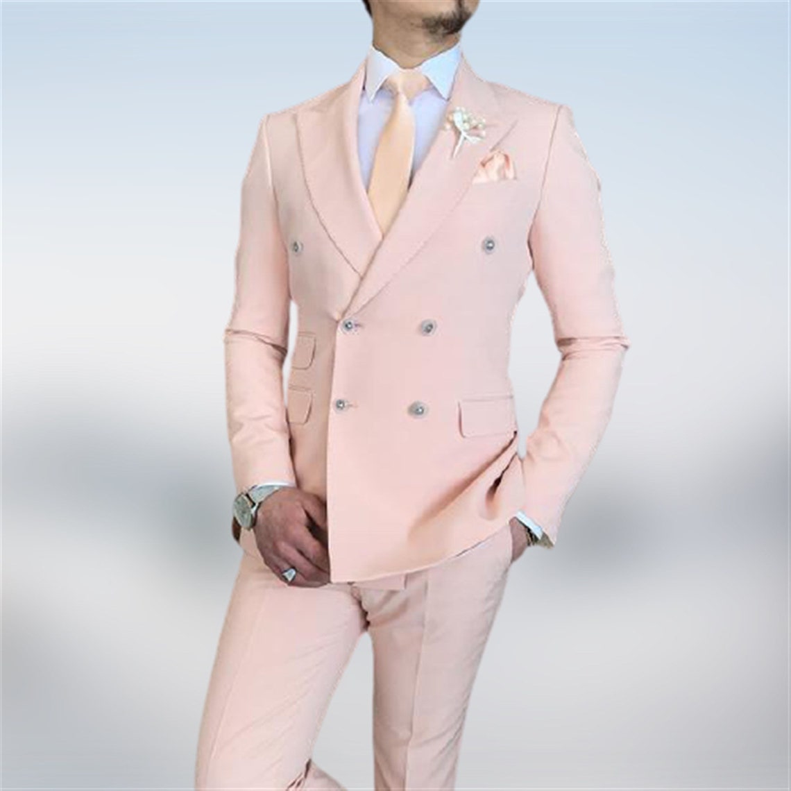 Men Suits Pink Luxury Fashion Designer Double Breasted Suit - Etsy