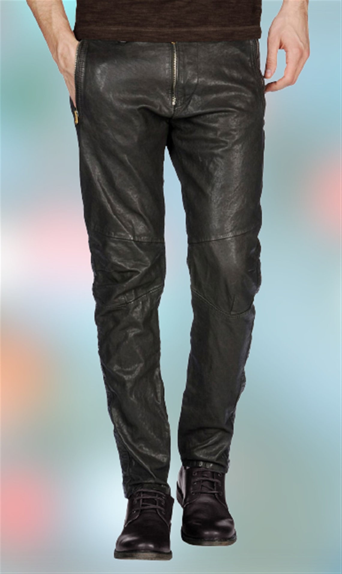 Mens Black Leather Pants Genuine Lambskin Leather Original Etsy