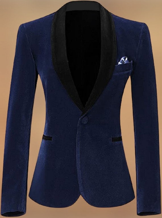 Womens Blazer Navy Blue Velvet Blazers 