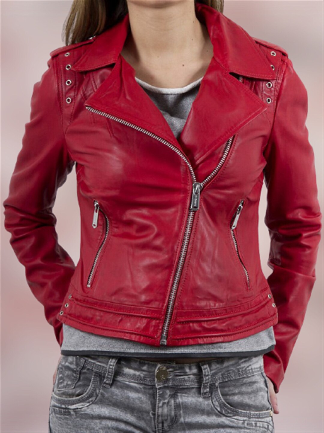 Women's Leather Jacket Stylish Slim Fit Biker Motorcycle - Etsy