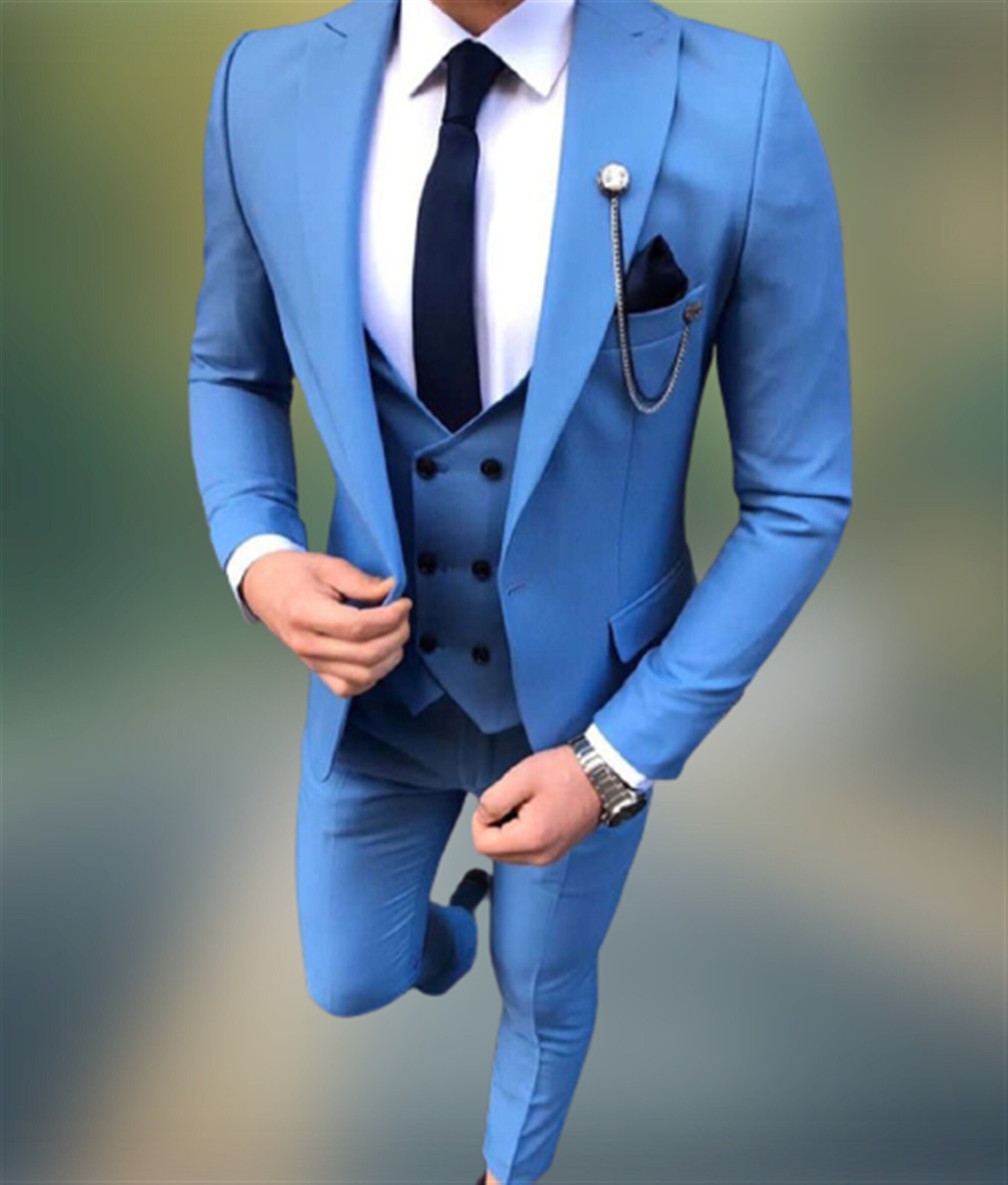 Stilvolle Männer Anzüge 3 Stück blau Hochzeit Bräutigam tragen Etsy