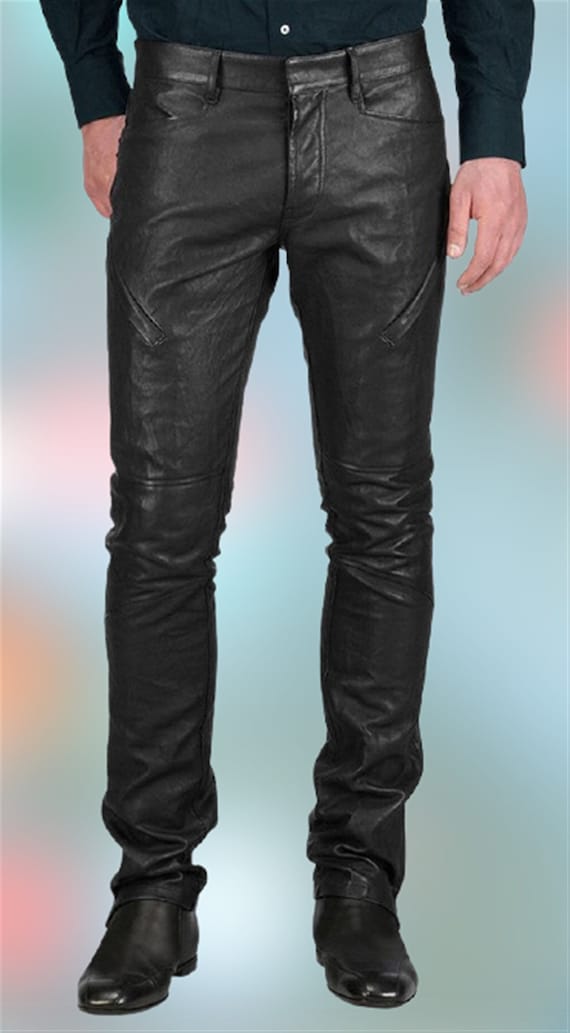 Mens Black Leather Pants Genuine Lambskin Leather Original Etsy
