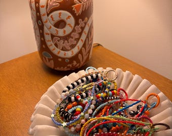 Handmade Beaded Bag Charm | Colorful Purse Keychain Accessory