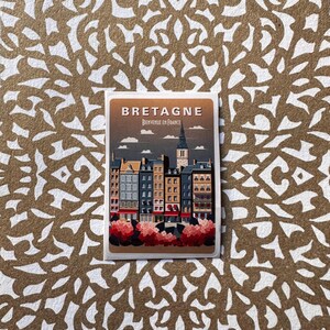 Adesivo de viagem da Bretanha, França – Adesivo estético da cidade francesa, lembrança da Bretanha, adesivo de vinil à prova d'água fofo para laptops, diários e Wat