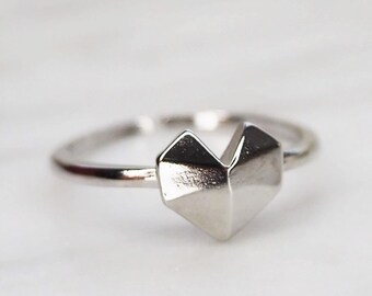 925 Silver Heart Ring: Adjustable Anti-Allergy Jewelry