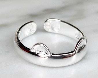Sterling Silver Cat Hug Ring, Adjustable, Anti-Allergy