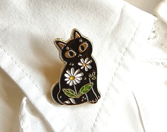 Cute Cat Brooch, Impressionist Metal Pin, Artist Gift