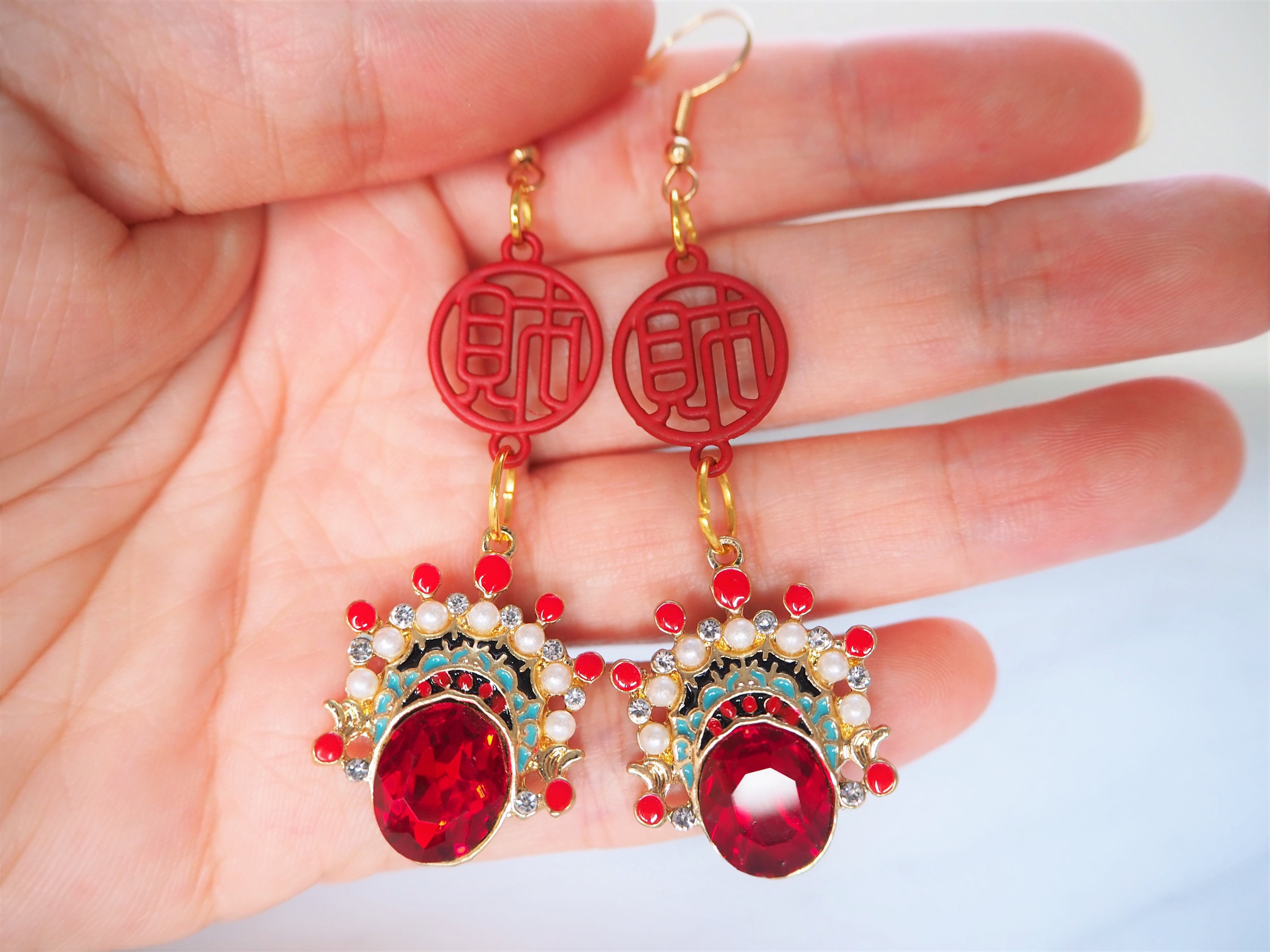 Lunar New Year Earrings Lucky Accessories Rich and Happiness Etsy