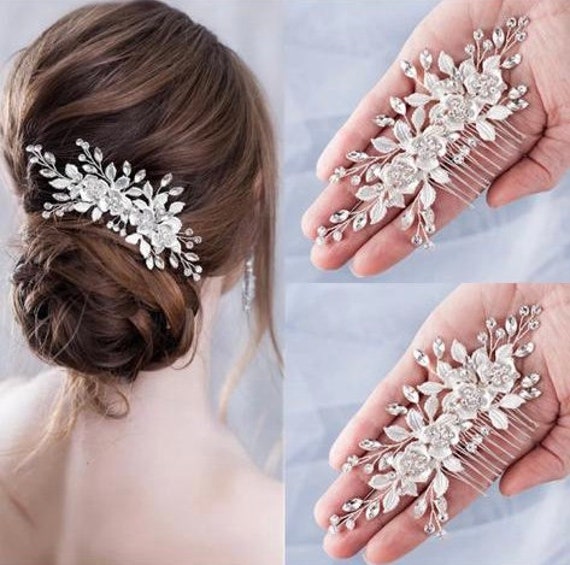 Flower Bridal Comb Floral Wedding Hair Comb Bridal Hair | Etsy UK