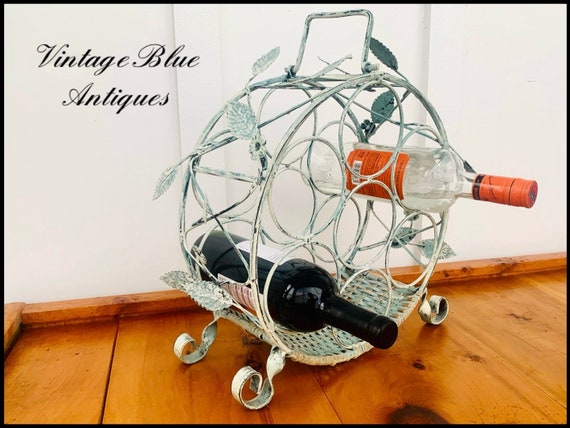 Vintage Round Metal Wine Rack 7 Standard Bottle Wine Rack With