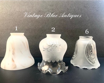 Vintage Glass Lamp Shade, 2 1/4" Fitter, Replacement Electric Shade