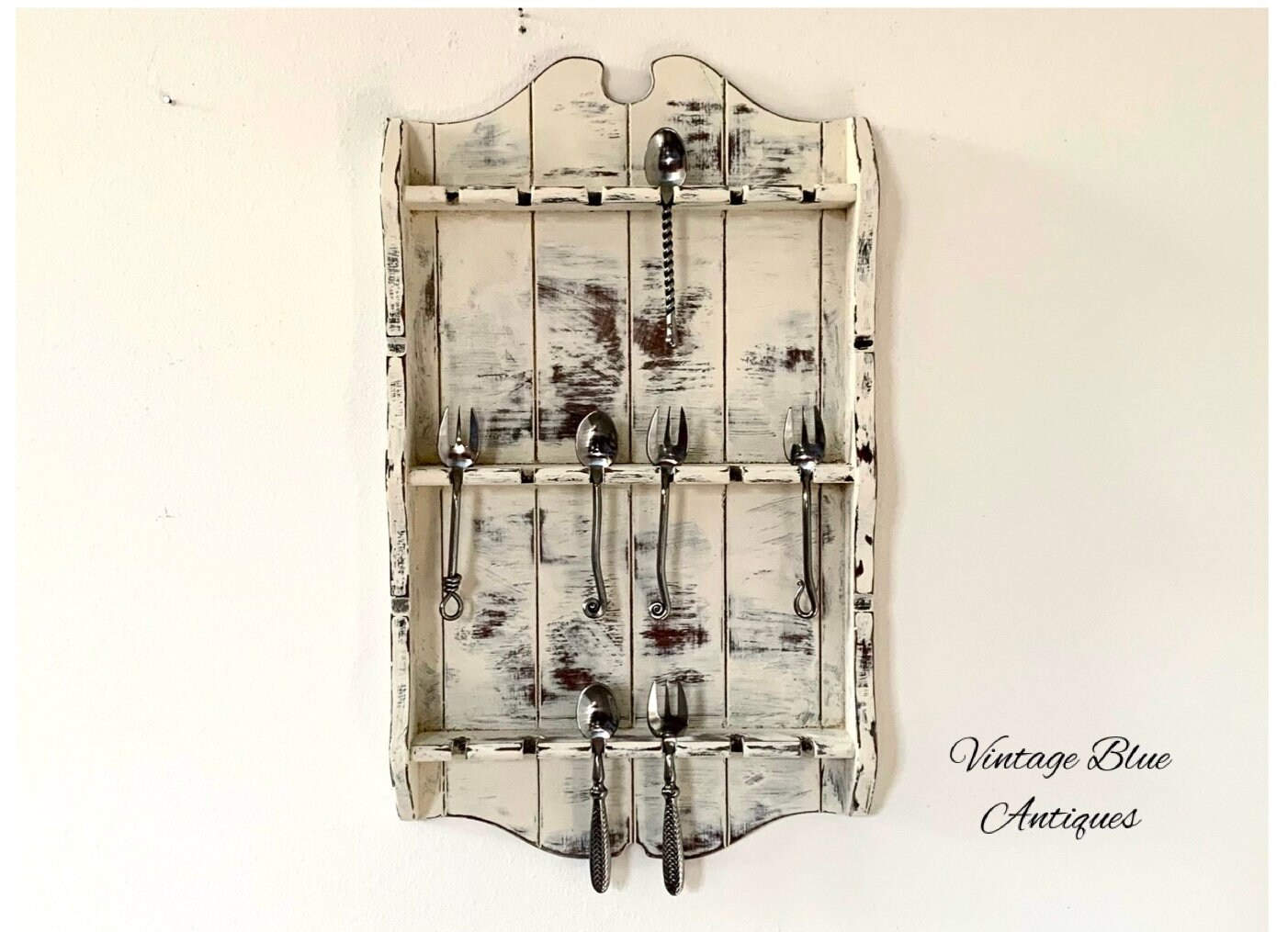 Vintage Spoon Rack, 18 Places for Spoons, Shabby Chic Hand Painted - Etsy