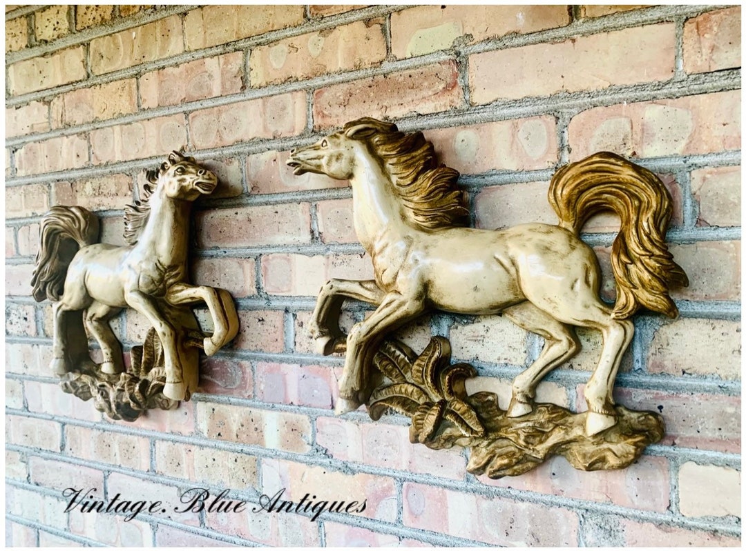 Vintage Horse Wall Decor. Universal Statuary Running Horse Chalk Ware