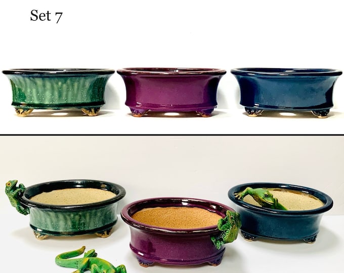 Handmade Bonsai Planter, Table Top Planter, Pottery Planter, Desk Planter, Succulent Planter with Drainage Hole, Oval Ceramic planter