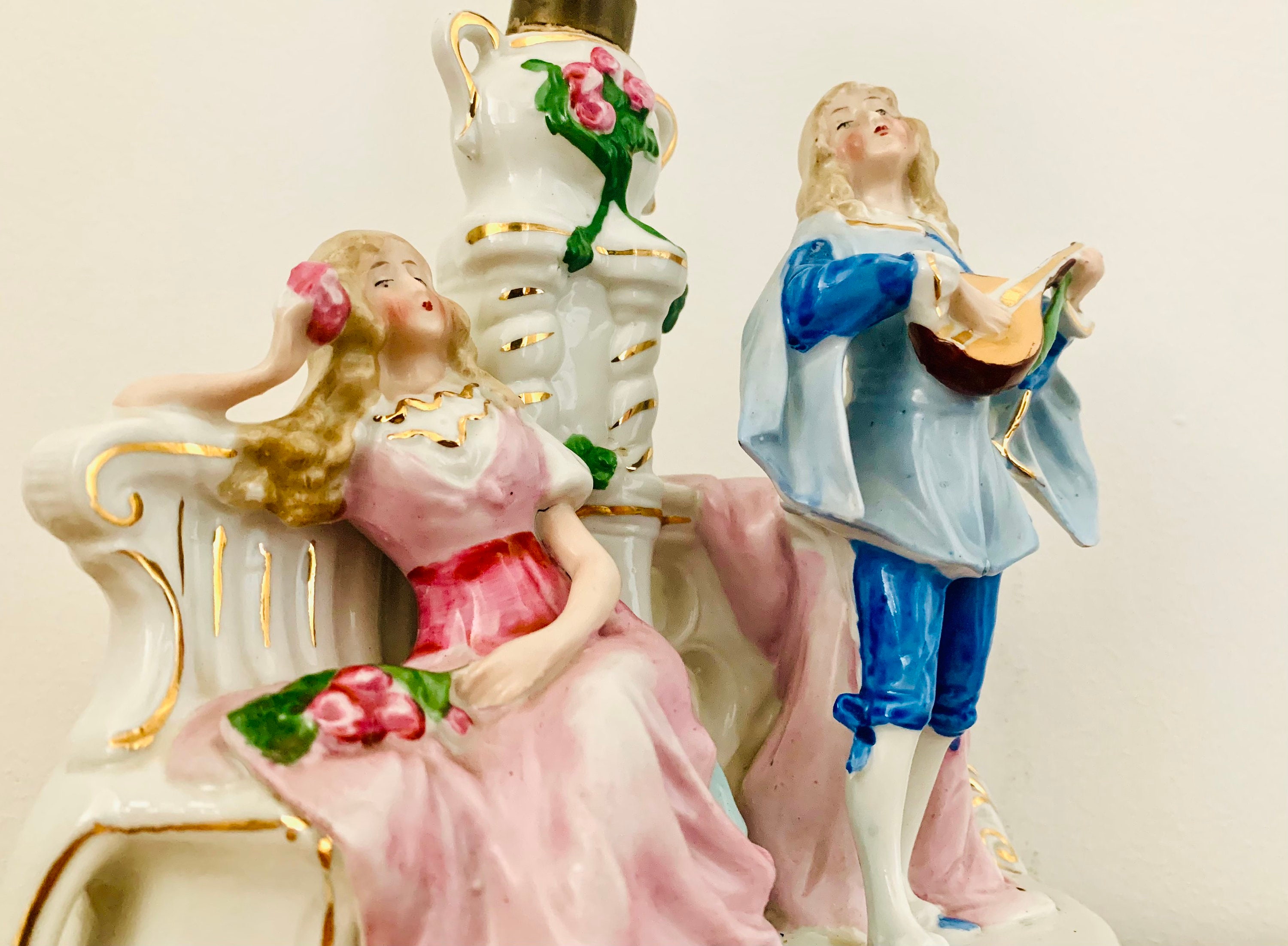 Antique German Bisque Figurine Lamp Courting Couple Marked Etsy