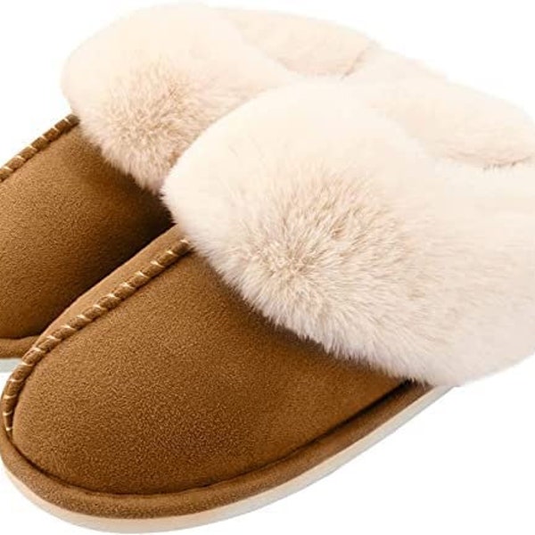 Women's Memory Foam Slippers Cozy  Clog Mules   Faux Fur Lined Warm Slippers Non Slip House Shoes for Ladies  Indoor and Outdoor Gifting