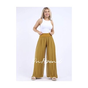 Italian Ladies Plain Silk Wide Leg Palazzo Trousers