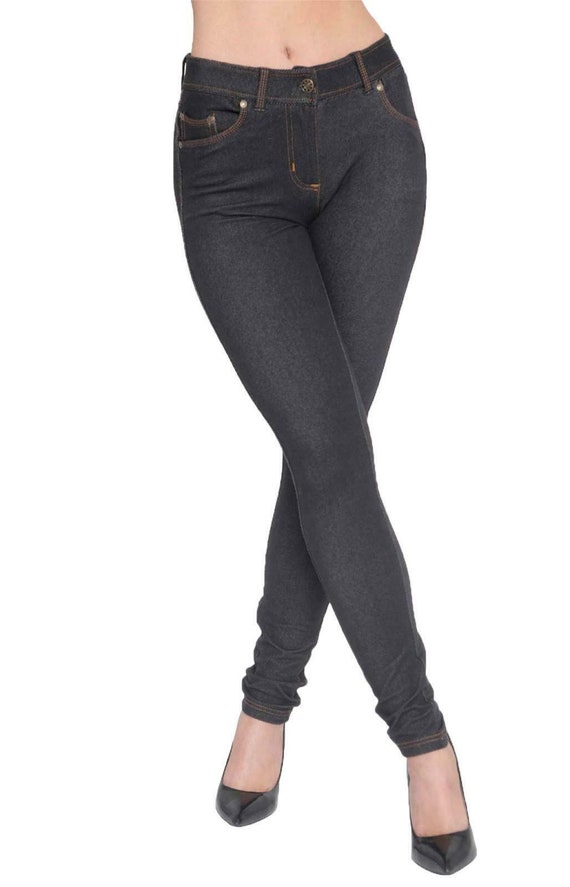 Womens High Waist Jeggings Jeans Slim Fit Skinny Ladies Leggings