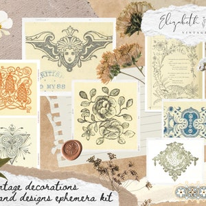 vintage ephemera kit // vintage junk journal // vintage clip art // download digitale // clip art stampabile // scrapbook art // grimoire art