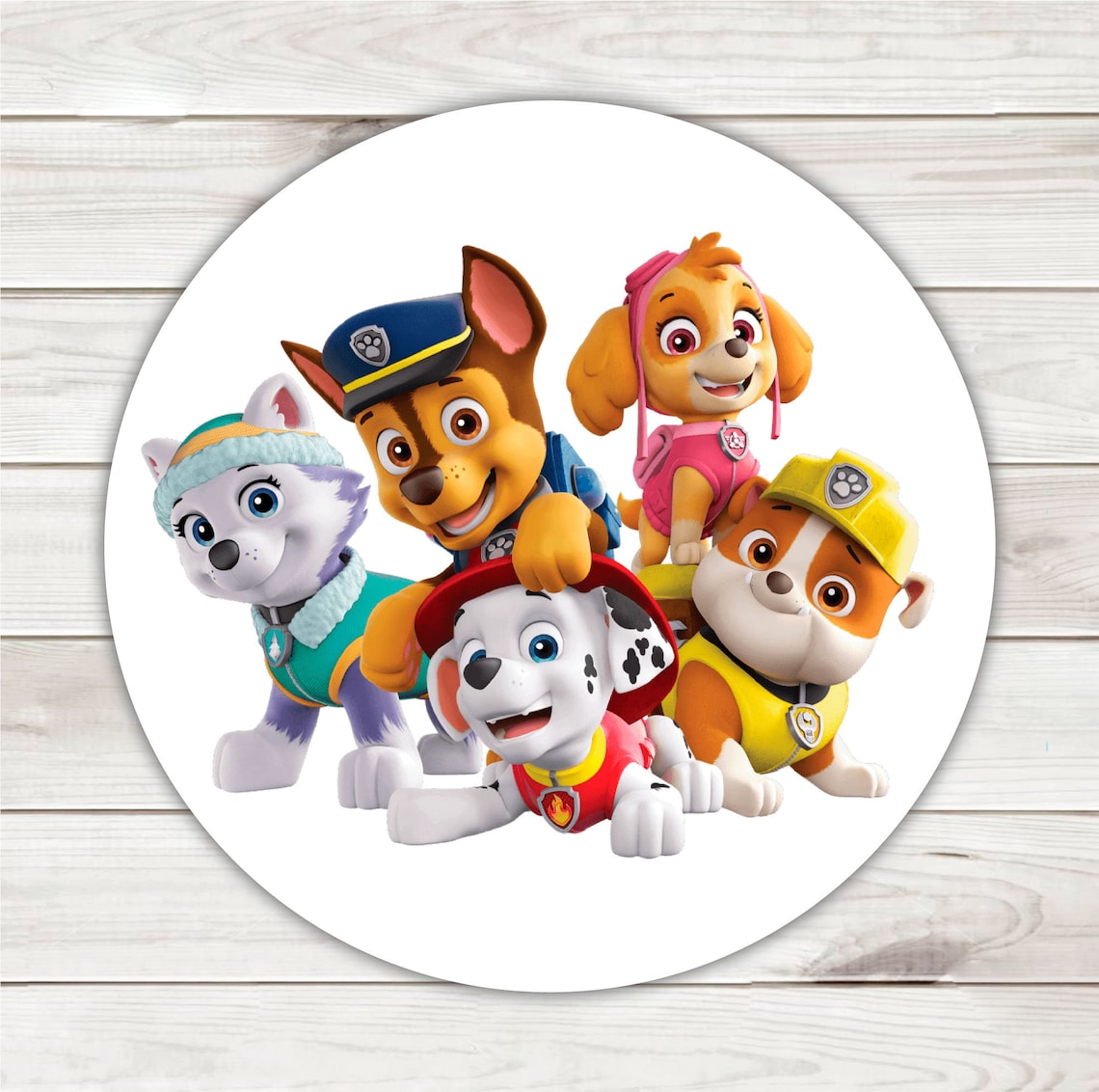 Personalized Paw Patrol Round Stickers Paw Patrol Birthday Etsy