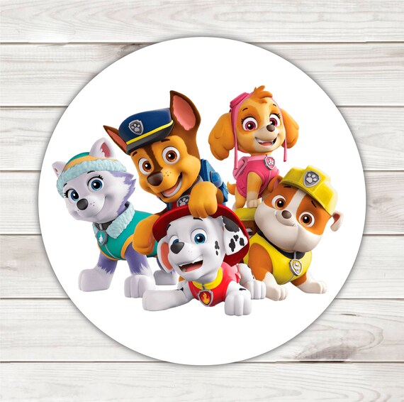 Personalized Paw Patrol Round Stickers Paw Patrol Birthday | Etsy