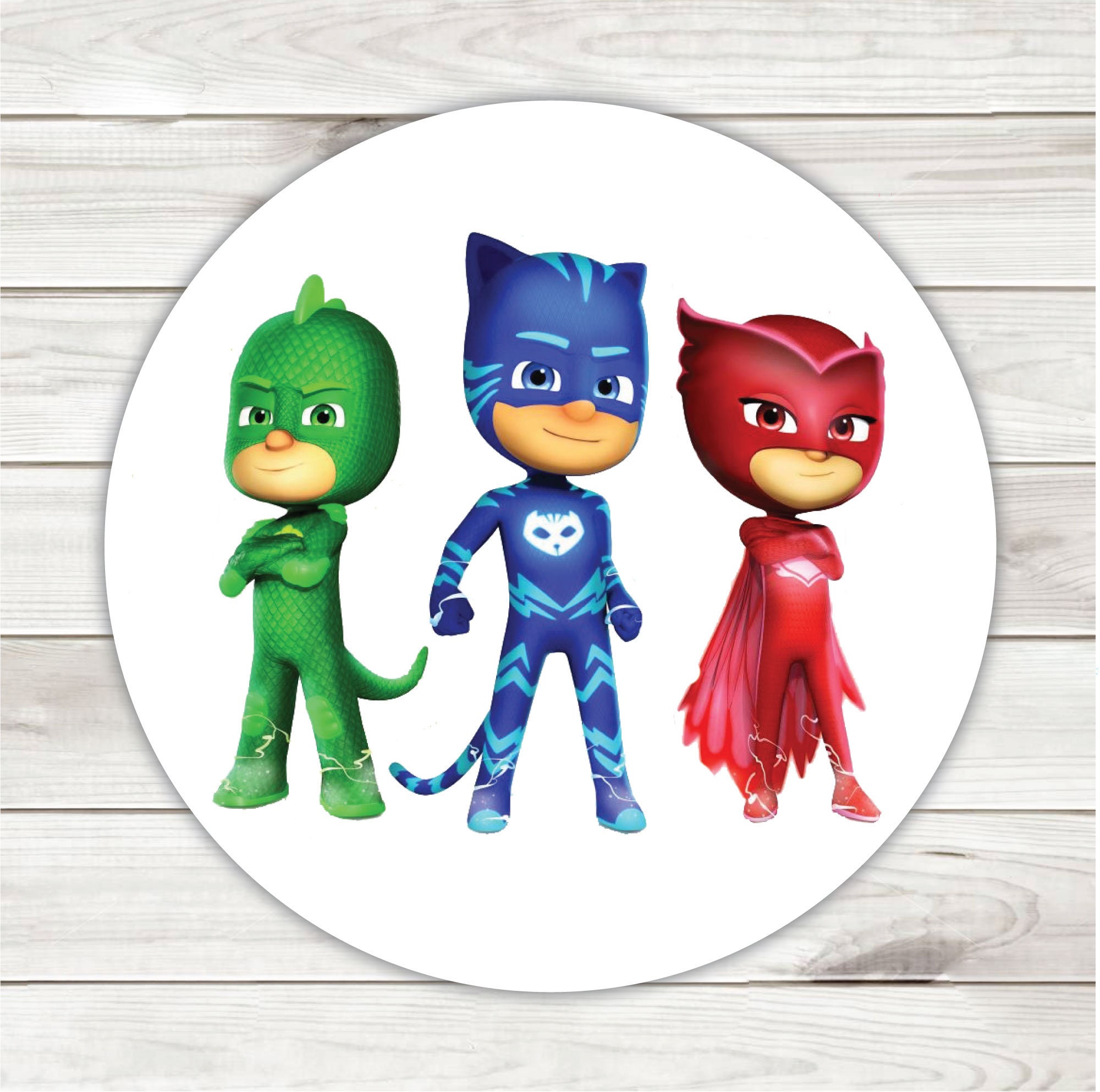 Personalized PJ Masks Round Stickers PJ Masks Birthday Party Etsy