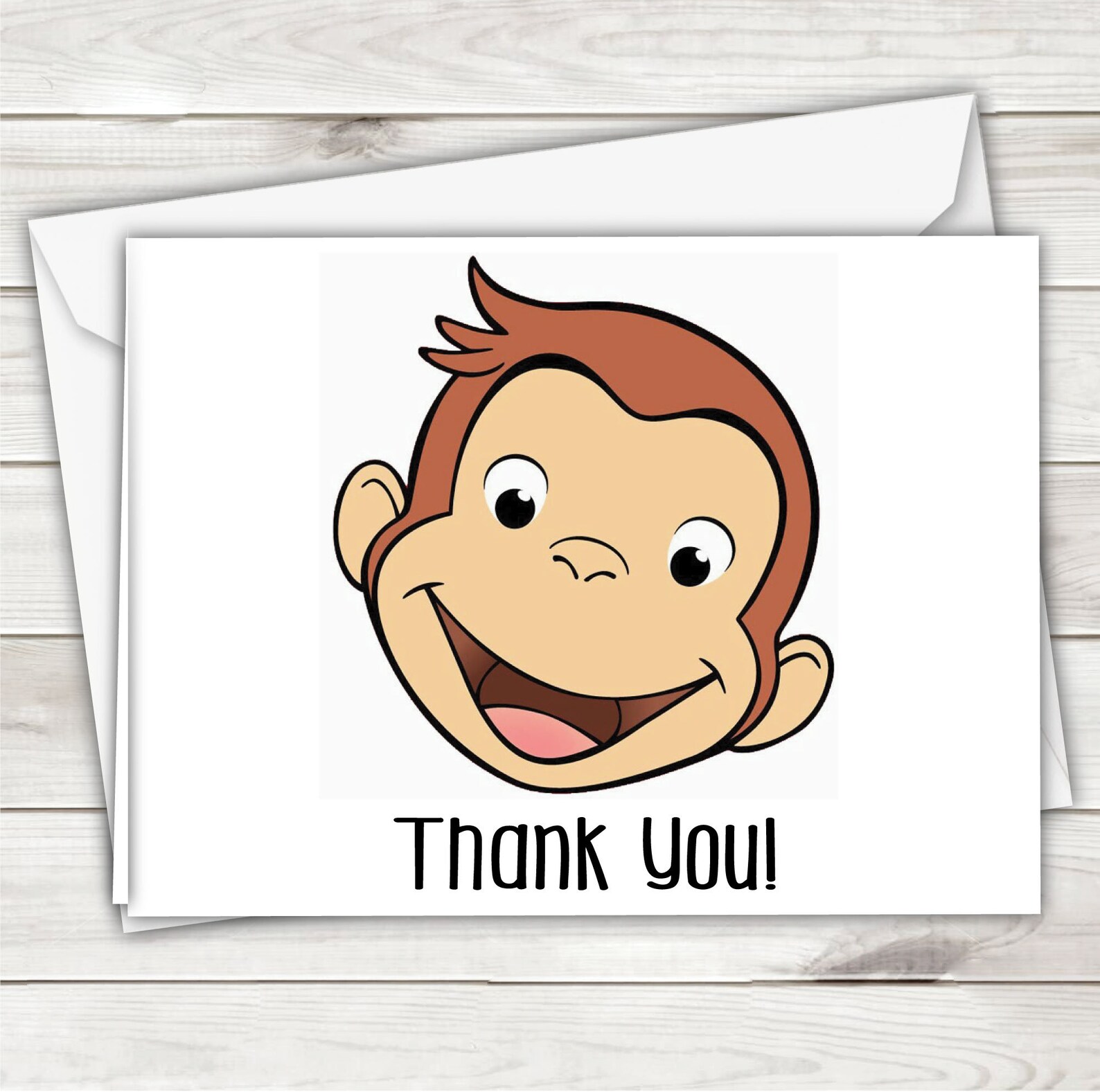 Curious George Thank You Cards Set of 4 Personalized Curious | Etsy