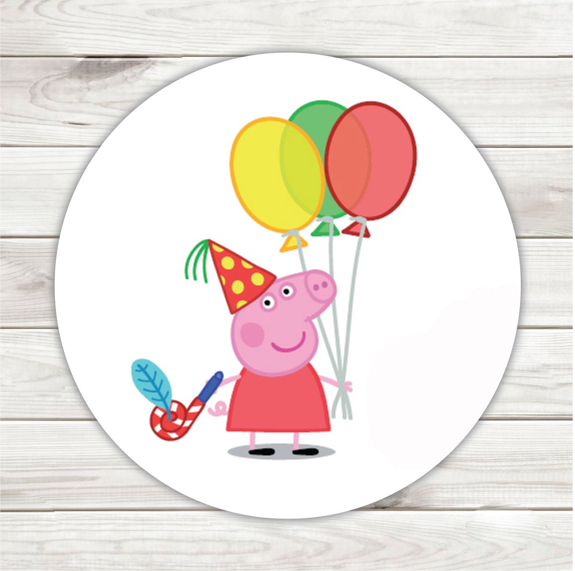 Peppa Pig Round Stickers Peppa Pig Birthday Party Stickers Etsy