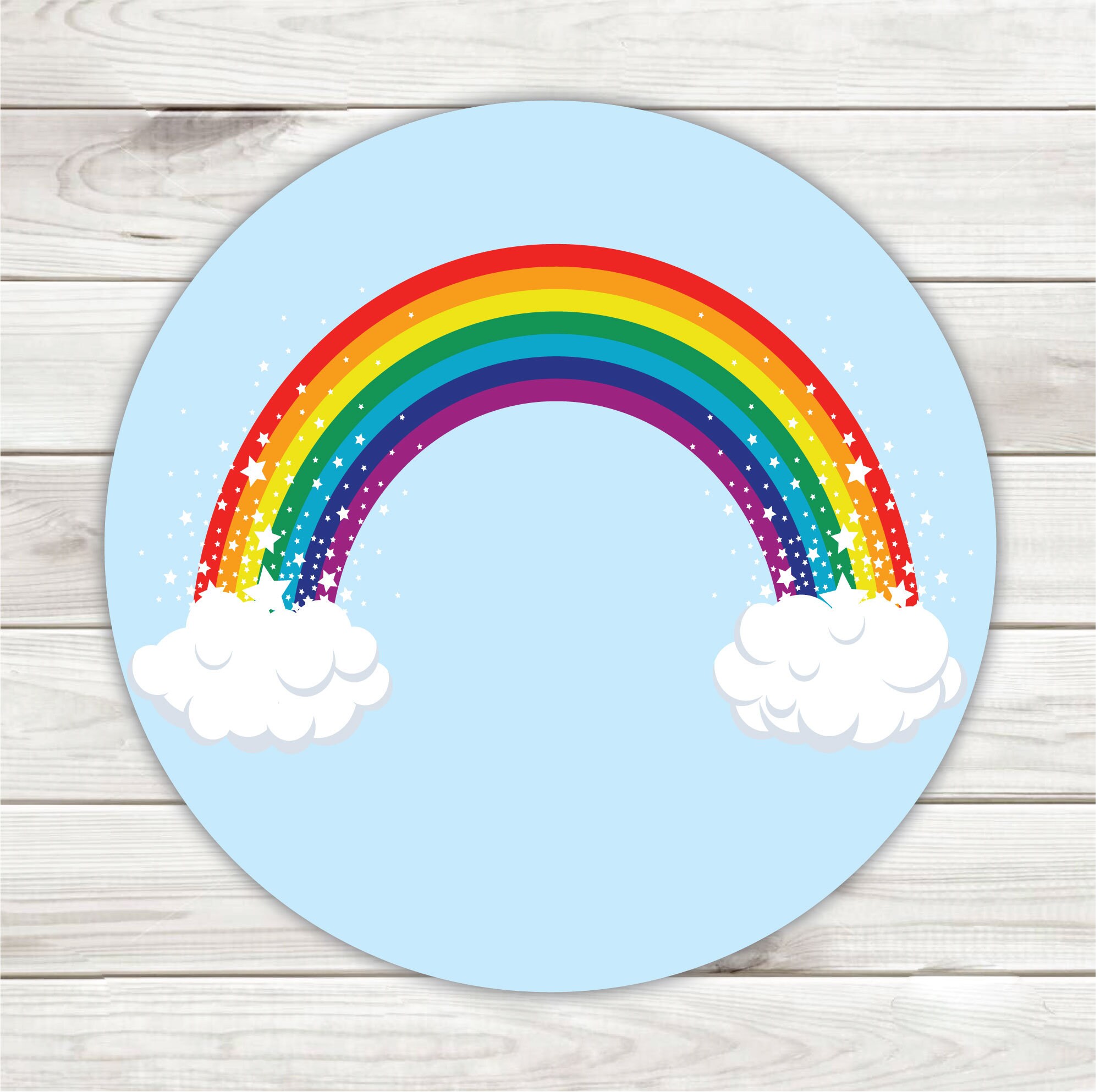 Personalized Rainbow Round Stickers Rainbow Birthday Party Etsy