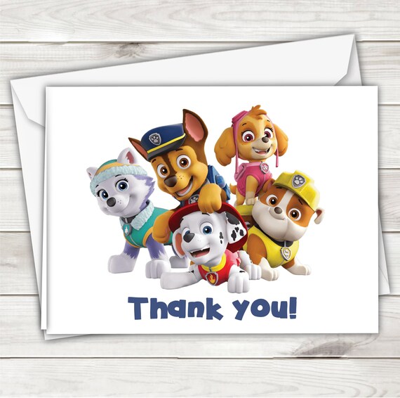 Paw Patrol Thank You Cards Set Of 4 Personalized Paw Patrol Etsy Paw Patrol Thank You Cards Set Of 4 Personalized Paw Patrol Etsy