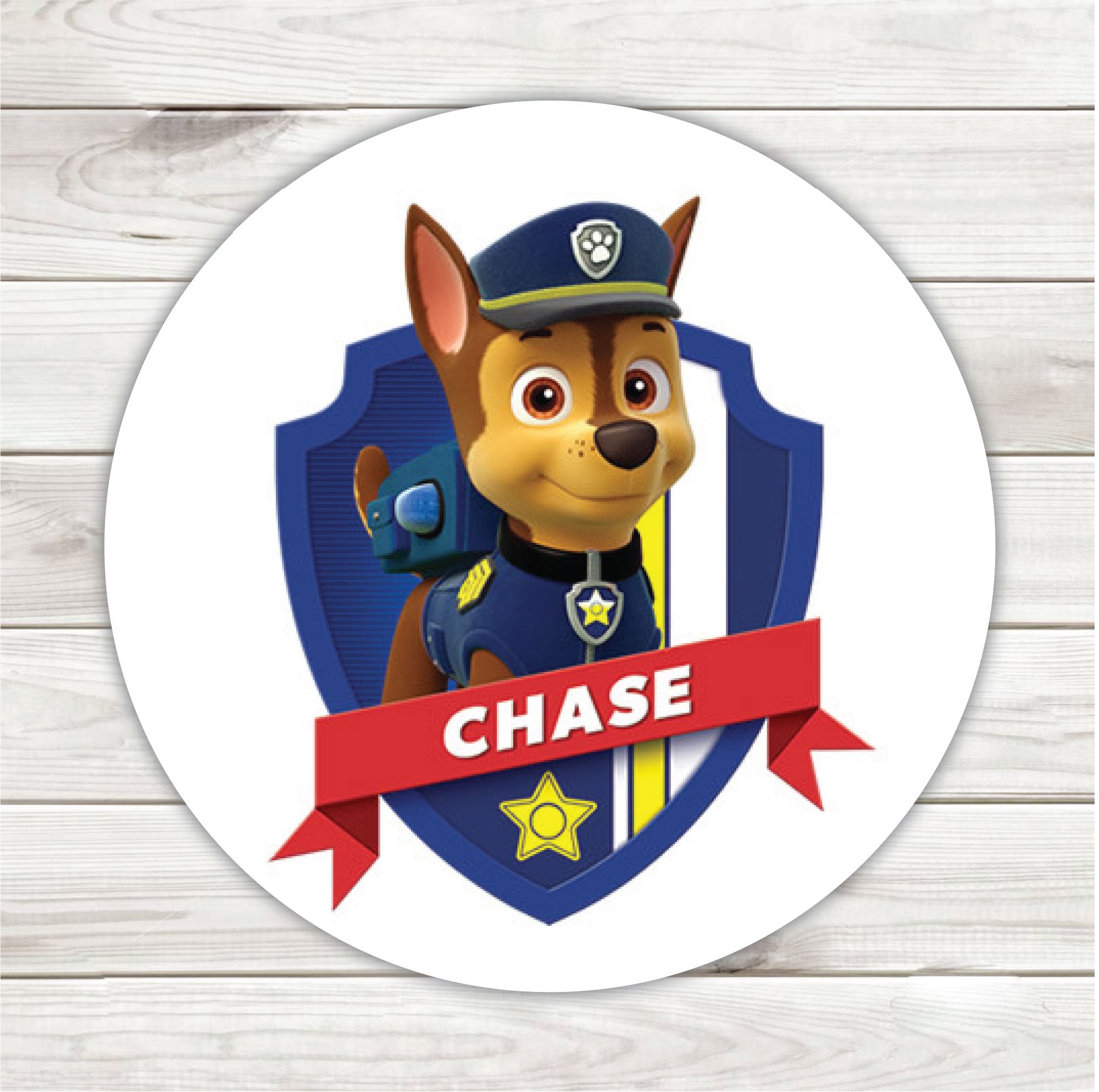 Paw Patrol Chase Round Stickers Paw Patrol Chase Birthday Etsy