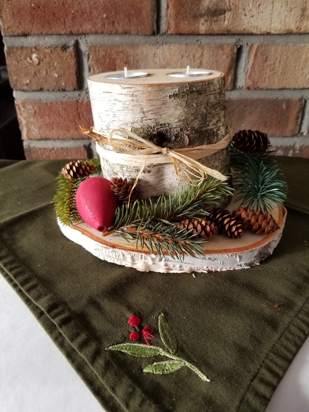 White Birch Candle Holder With 1 or 2 Tealights Etsy