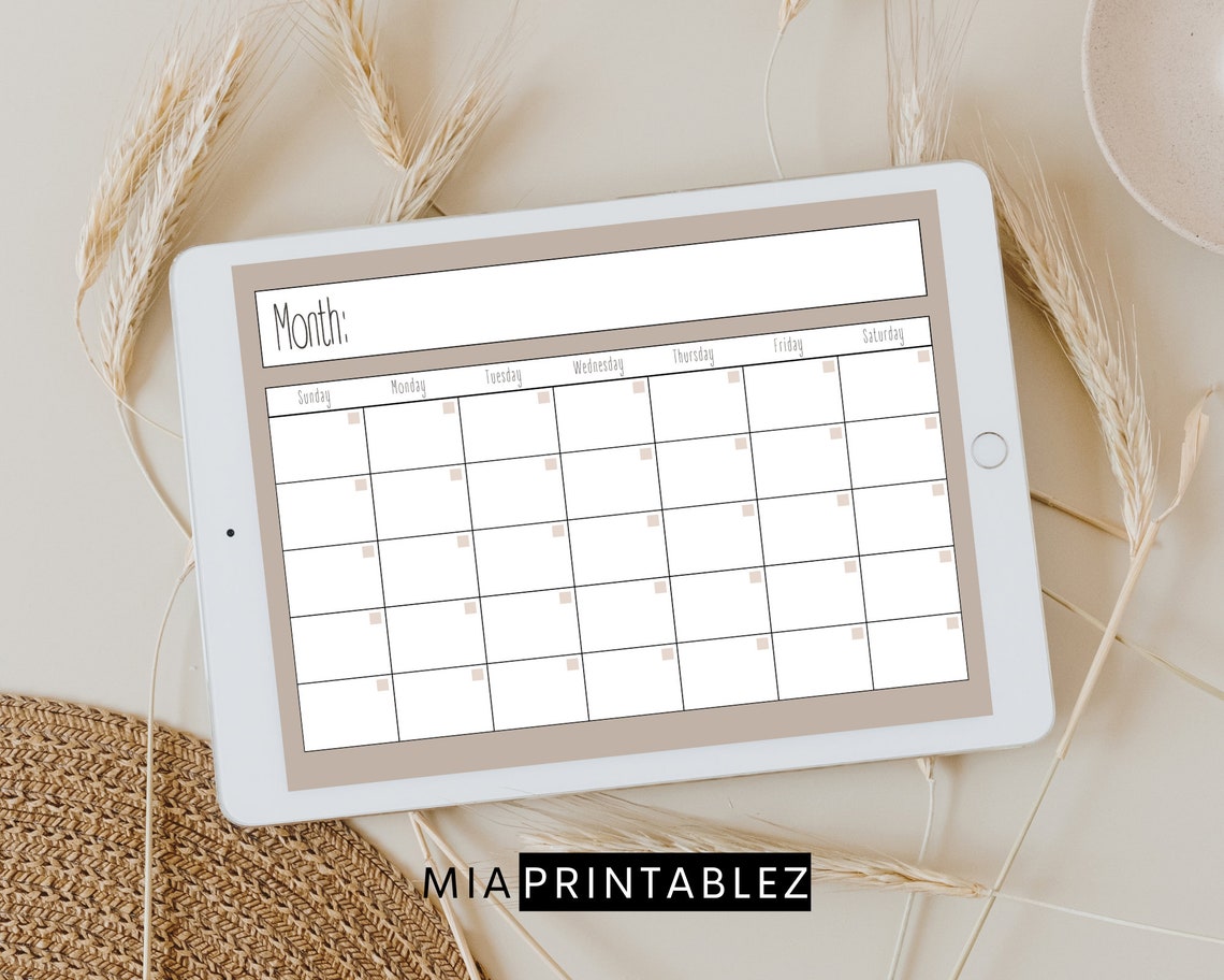 Printable Digital Download Perpetual Blank Calendar | Rae Dunn Inspired | Instant Download | PNG ...