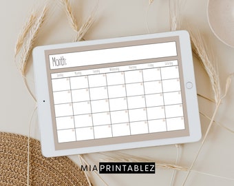 Printable Digital Download Perpetual Blank Calendar | Rae Dunn Inspired | Instant download | PNG format | Scalable | Minimal | Landscape