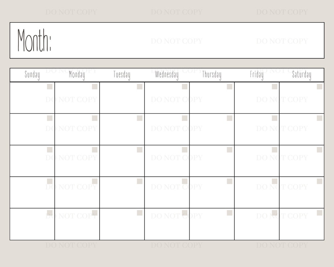 Printable Digital Download Perpetual Blank Calendar | Rae Dunn Inspired ...