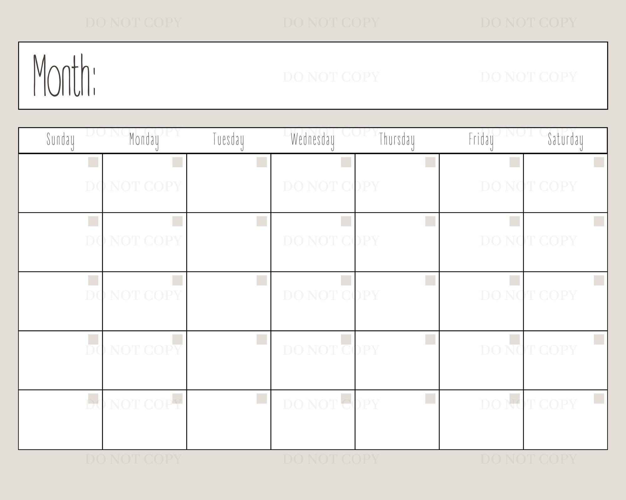 Printable Digital Download Perpetual Blank Calendar | Rae Dunn Inspired ...