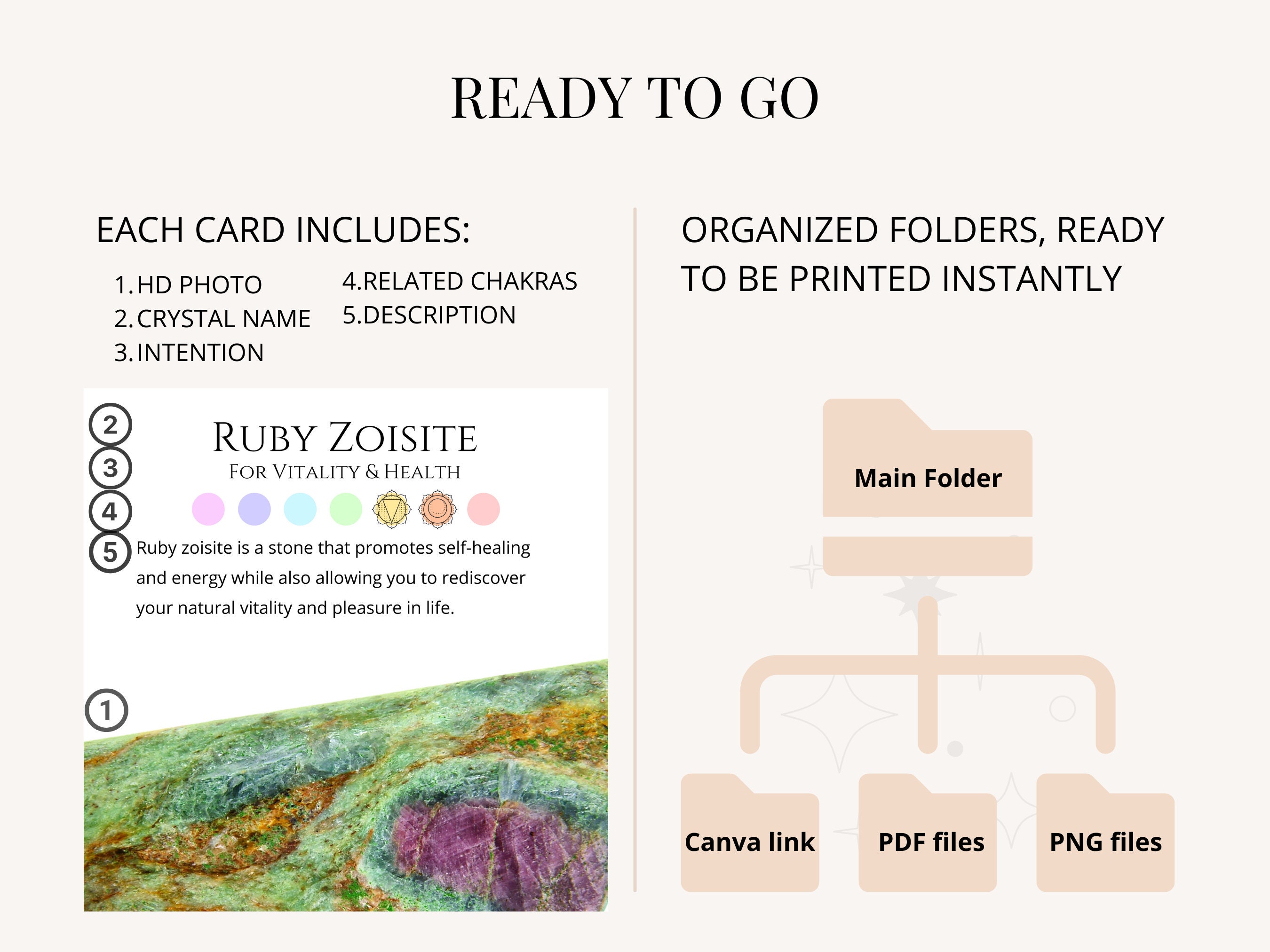 Set of 50 Printable Crystal Cards, Crystal Meaning Cards, Printable ...
