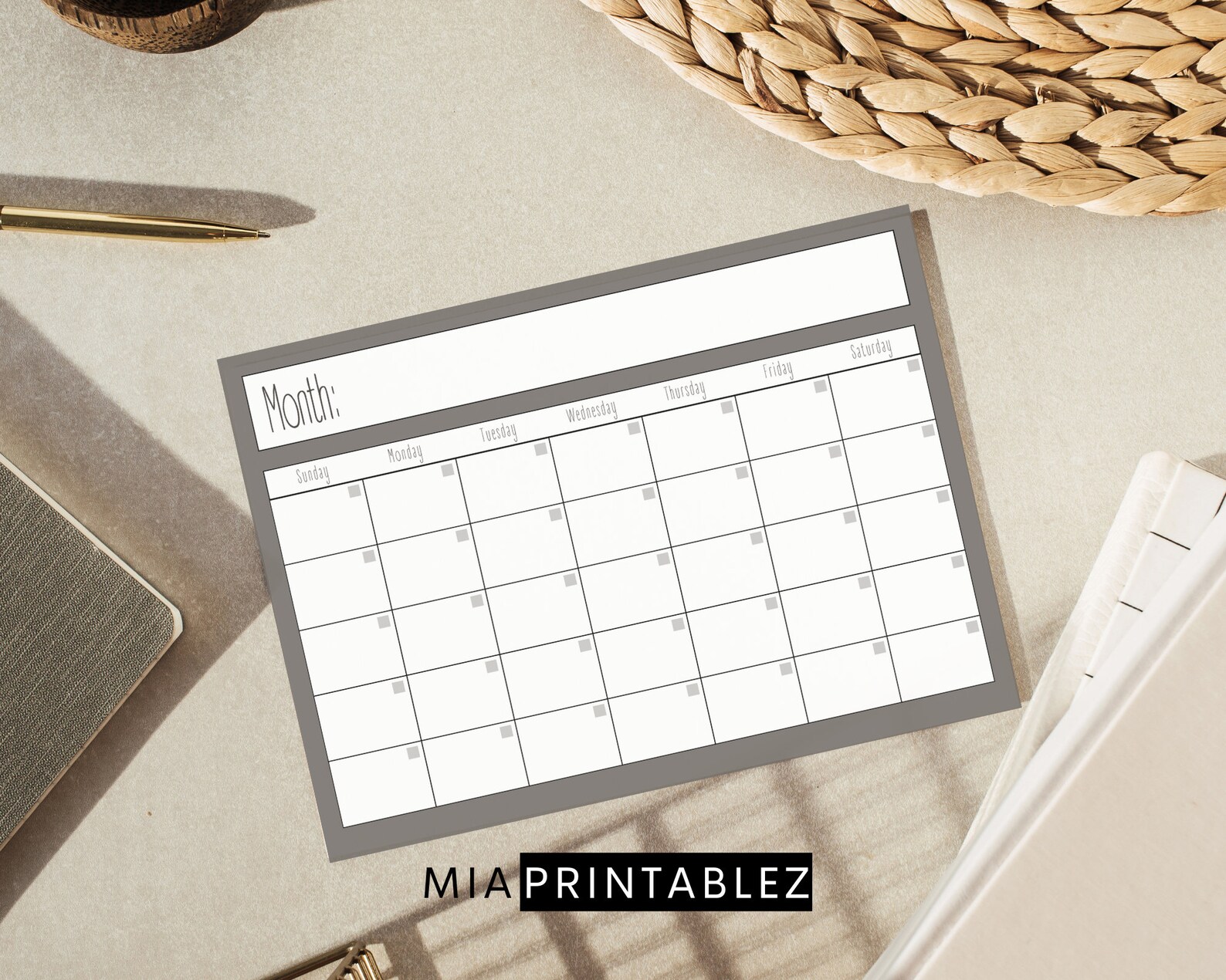 Printable Digital Download Perpetual Blank Calendar | Rae Dunn Inspired | Instant Download | PNG ...