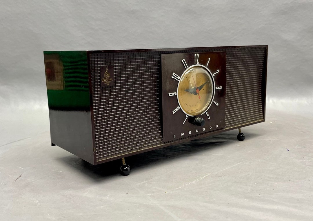1955 Emerson Clock Radio. Restored and Working. Vintage Radio. Etsy
