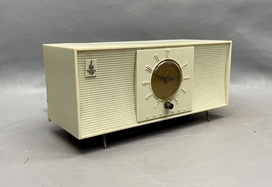 1955 Emerson Clock Radio. Restored and Working. Vintage Radio. Antique