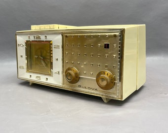 VRS0252 1960 Bulova Clock Radio Restored and Working. Iconic Styling! FREE Shipping! Vintage Radio Mid Century Radio Tube Radio