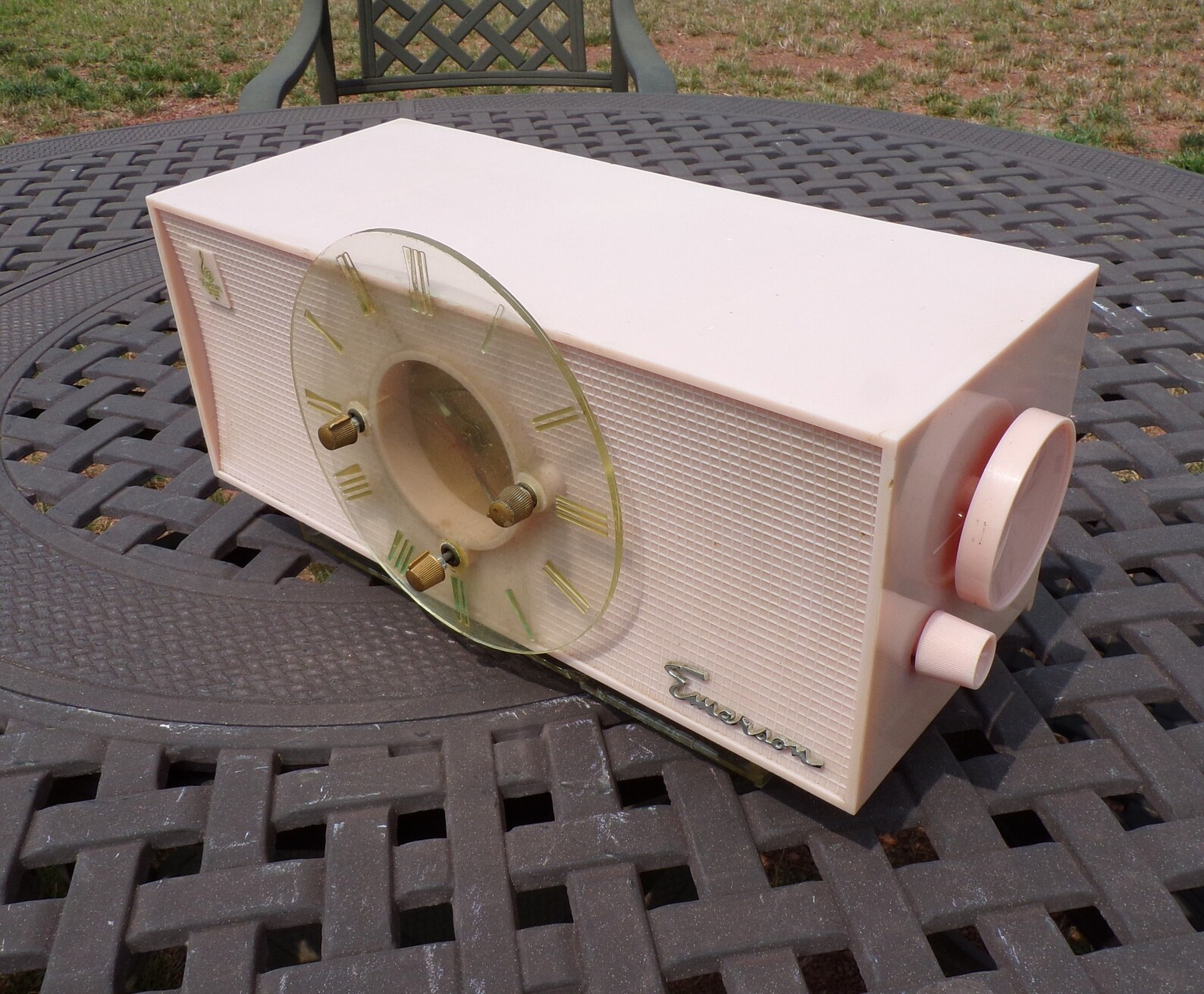 1956 Emerson Pink Clock Radio. Restored and Working. FREE Etsy
