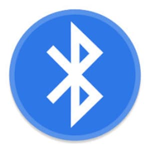 May include: A blue circle with a white Bluetooth symbol in the center.