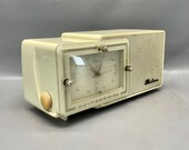 1957 Bulova Clock Radio Restored and Working. Iconic Styling FREE Shipping Vintage Radio Mid Century Radio Tube Radio