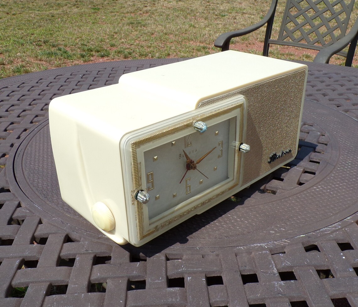 1957 Bulova Clock Radio Restored and Working. Iconic Styling Etsy