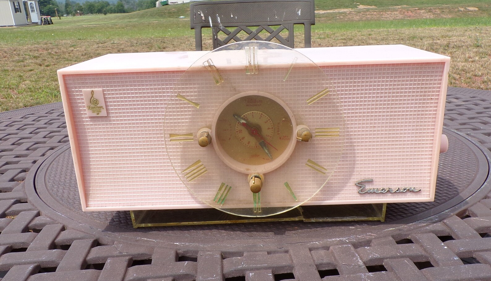 1956 Emerson Pink Clock Radio. Restored and Working. FREE Etsy
