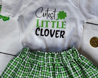 St. Patrick's Day Outfit| Cutest Little Clover Skirt Outfit| St. Patrick's Day Gift | Girl Gift