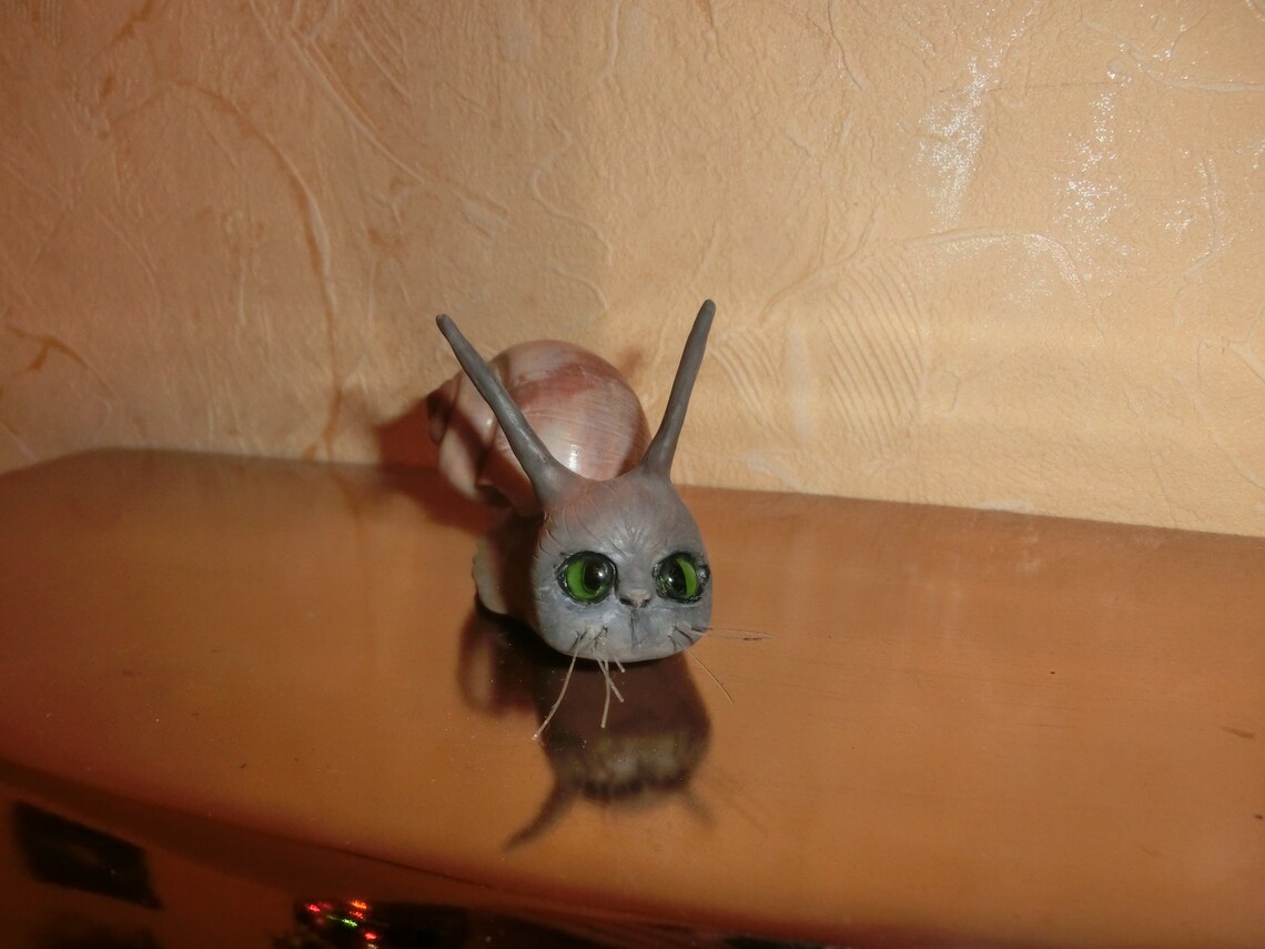 OOAK Cat Snail Cat Look Snail Cat Snail Cat Eyes Figure Etsy
